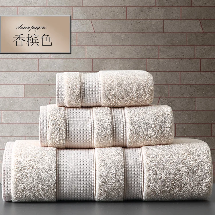 Wholesale high quality thick soft terry 3 pcs face hand bath 100 cotton towel set