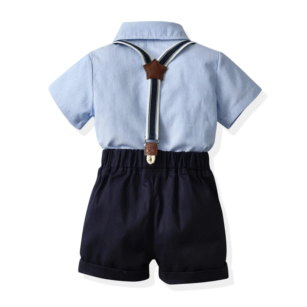 Baby Boys Clothes one year old suit Dress Shirt with Bowtie + Suspender Shorts baby boy dree