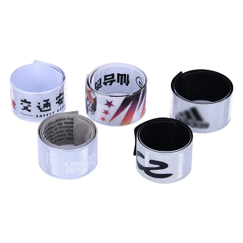 EN-13356 eco-friendly reflective snap band reflect slap wrap web bands ankle armband luminous bracelet for kids sports