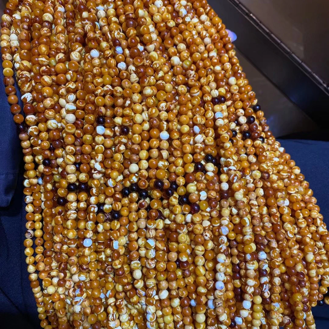 pure Natural amber Russian Baltic Amber European return old wax Red Amber Beads Muslim prayer beads