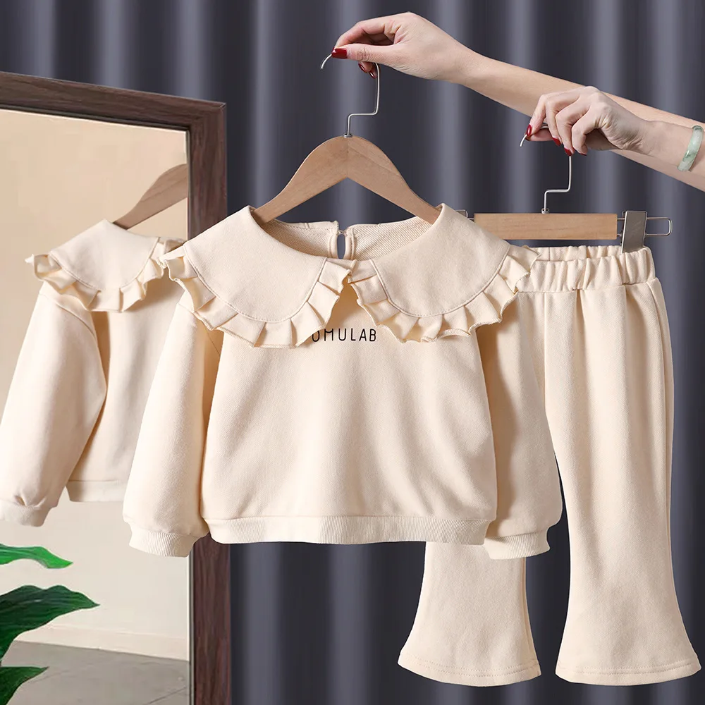 Для девочек, комплекты одежды для девочек на осень и зиму От 1 до 6 лет мода полосатый свитер с лацканом и расклешенные брюки комплект из 2 предметов, одежда для детей комплекты одежды для малышей