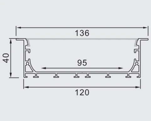SDW12040A Opal Diffuser Aluminum Profile Surface and Recessed LED Ceiling Light 120x40mm