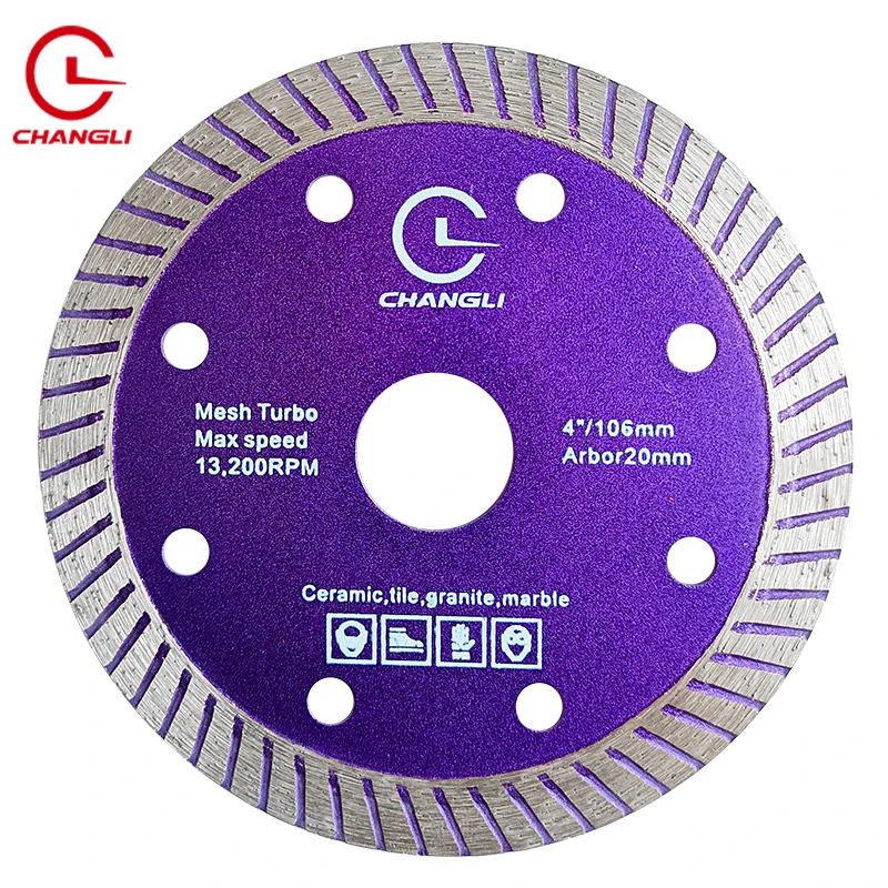 Strength 105 106 110 mm Circular mesh diamond disks cutting saw blade For Porcelain Tile