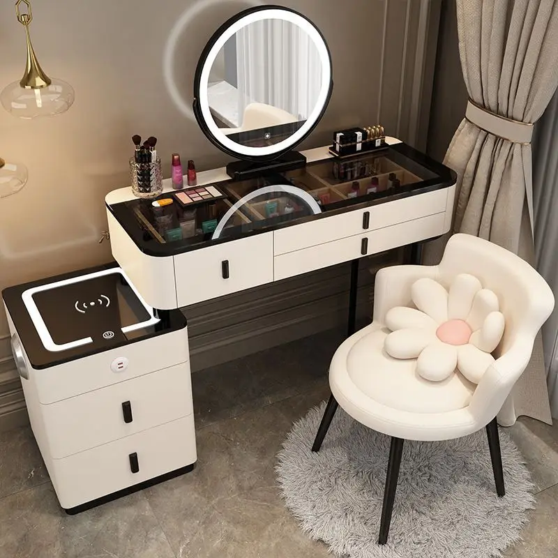 Hotsale Modern Furniture bedroom dresser Makeup Table with Mirror for bedroom Wooden Smart Dressing Table With Led Light