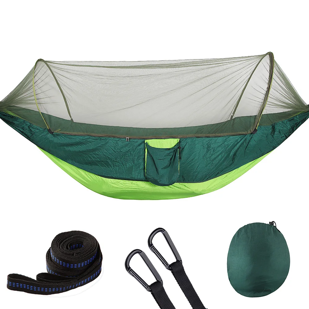 In Stock Durable Ripstop 210T Nylon Single & Double Customized Color Flat Lay Hammock Tent With Mesh