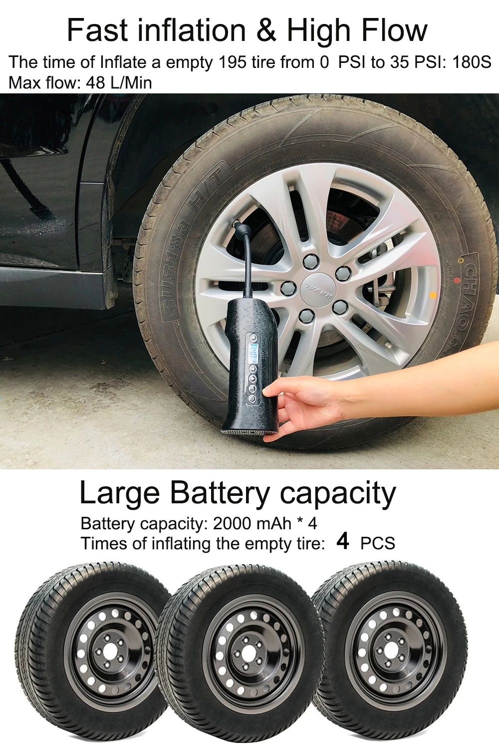 New Vehicle Tools 40L/Min Air Pump for SUV CAR Tire Inflator Portable Electric Bicycle Pump