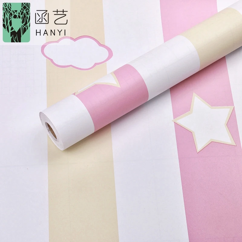 Cartoon Star Self Adhesive Wallpaper For Kids Bedroom Pink Yellow Wallpaper Ins Wall Sticker