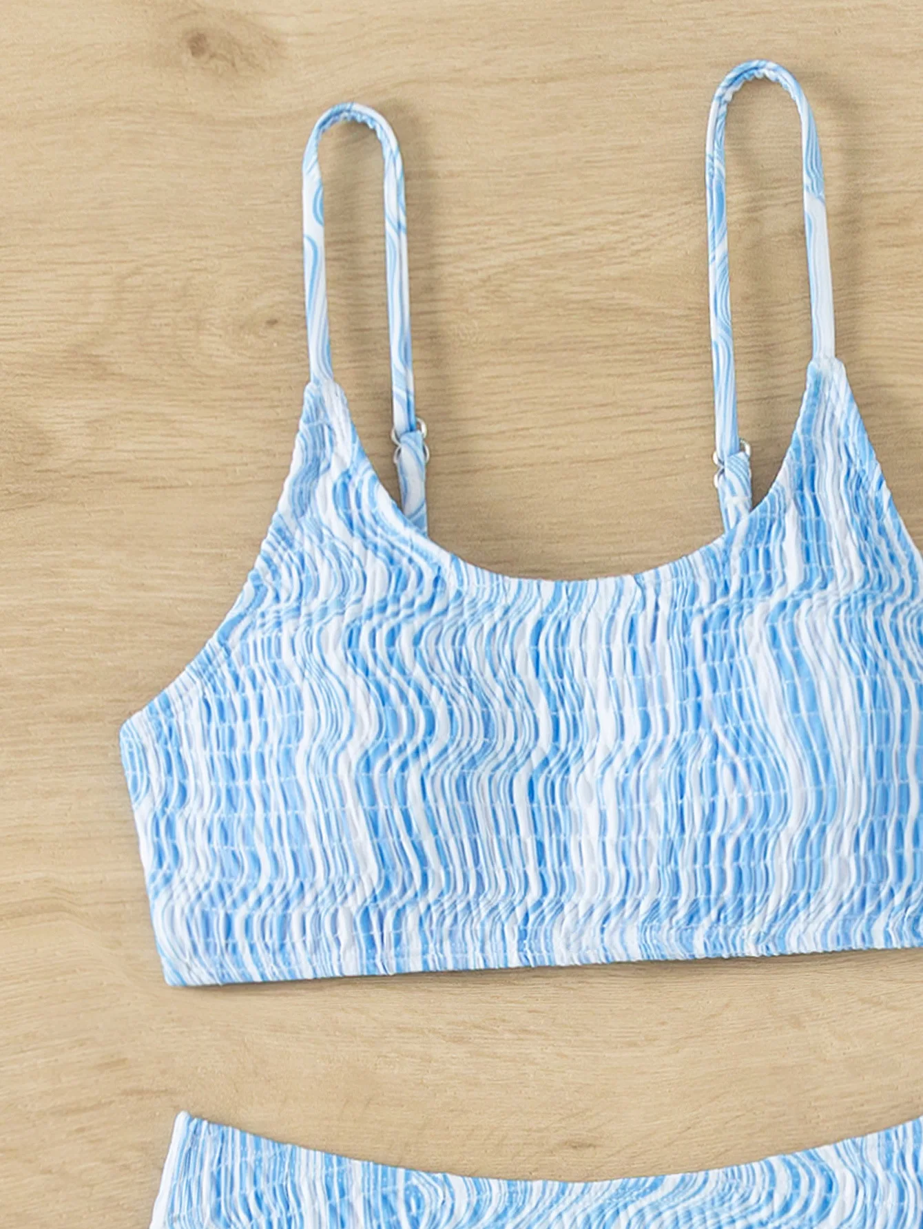 Cheap new design push up  girl mini bikini blue bathing suit print knit bikini