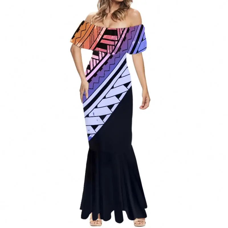 fishtail evening dresses new model Polynesia Tribal Printed Puletasi Maxi Dresses Women Wholesale Bodycon Dress Women