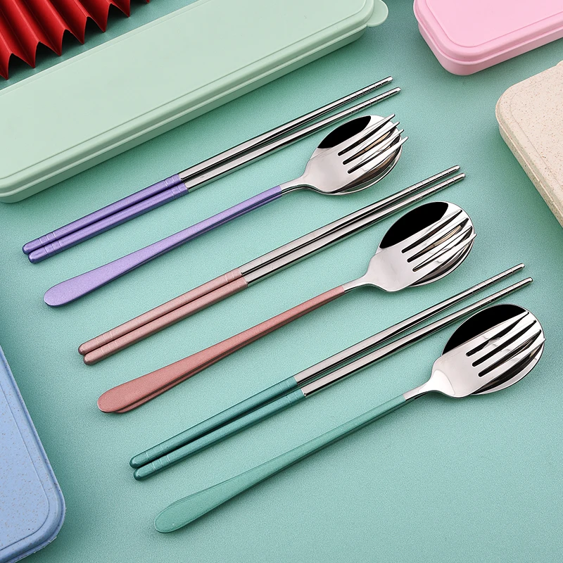 Modern Fashion Korean Flatware Set 2 Pcs Chopsticks Spoon Stainless Steel chopsticks stainless steel