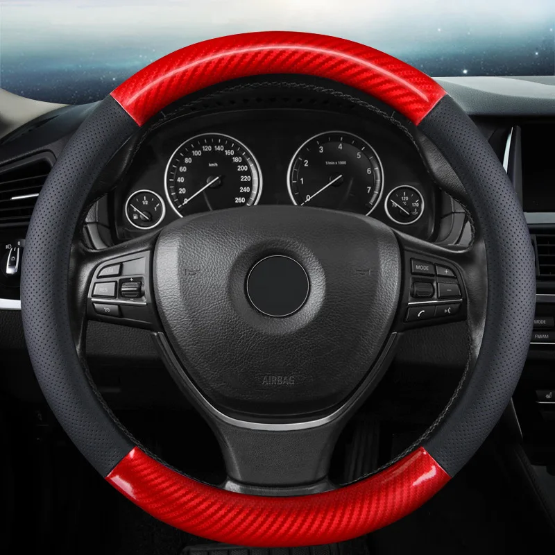 Automobile supplies new carbon fiber leather automobile steering wheel handle cover is directly supplied by the manufacturer