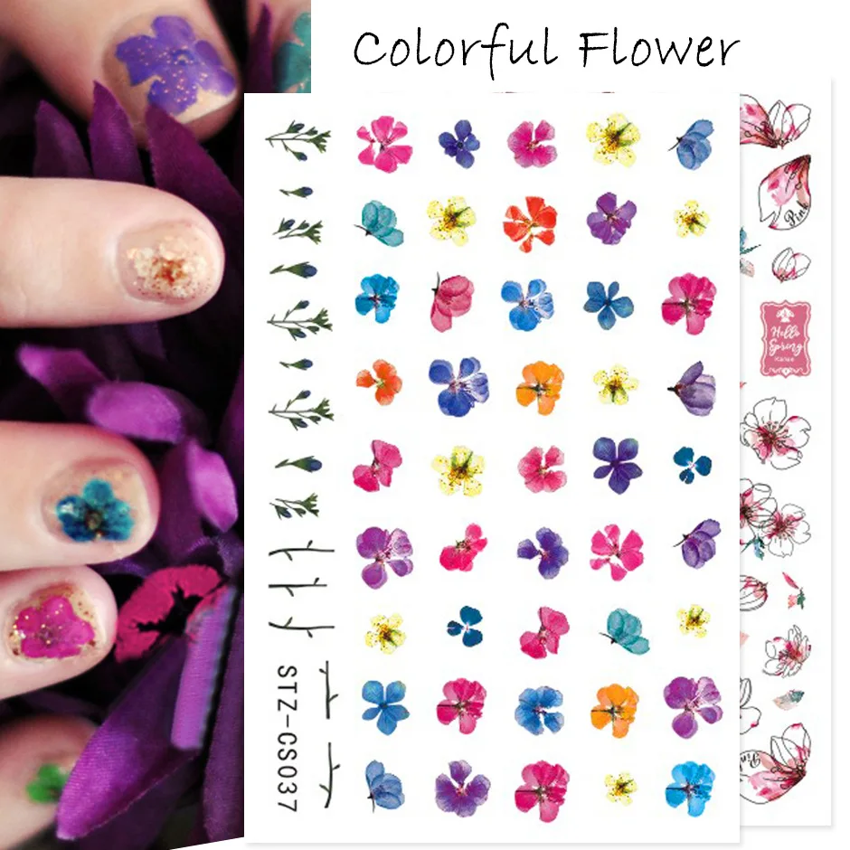 2d nail sticker isn Japanese and Korean cherry blossom small daisy flower fruit hipster DIY adhesive nail sticker