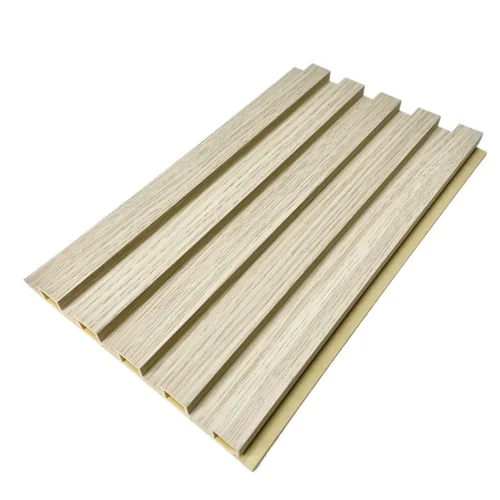 Natural wood grain light yellow brown style interior decoration wall claading pvc film 3d fluted wall panel