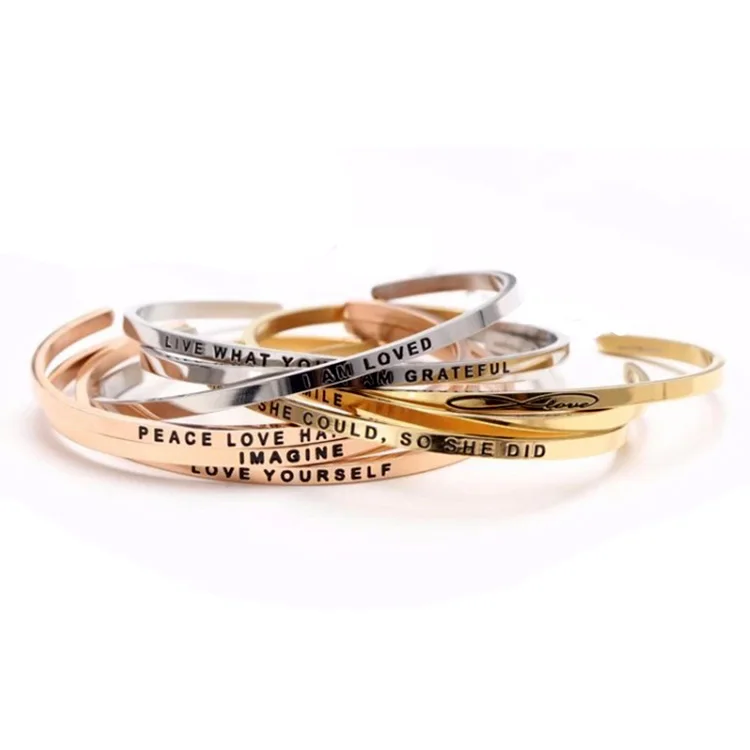 316L Stainless Steel Engraved Womens Cuff Bracelet Provide Custom