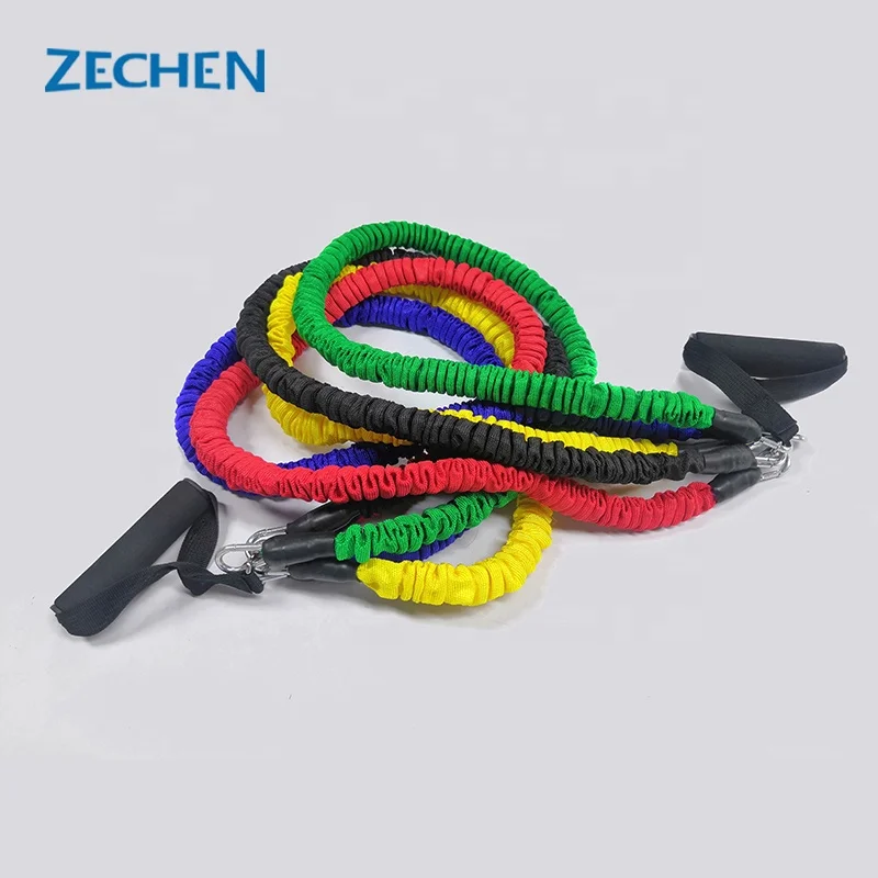 Fitness Pull up Resistance Tube Bands Protective Nylon Sleeves Anti-Snap Stretching Band Pilates