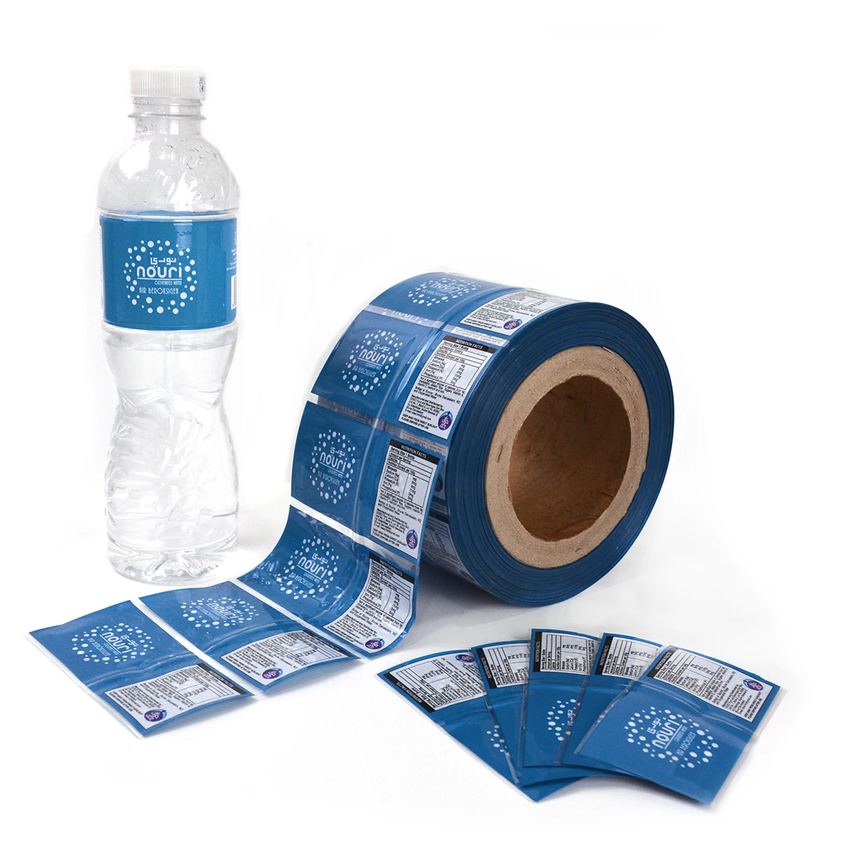 China Custom Shrinkable Bottle Label Shrink Sleeve Label PVC PET Heat Seal Shrink Label Roll for Beverage Mineral Water Bottle