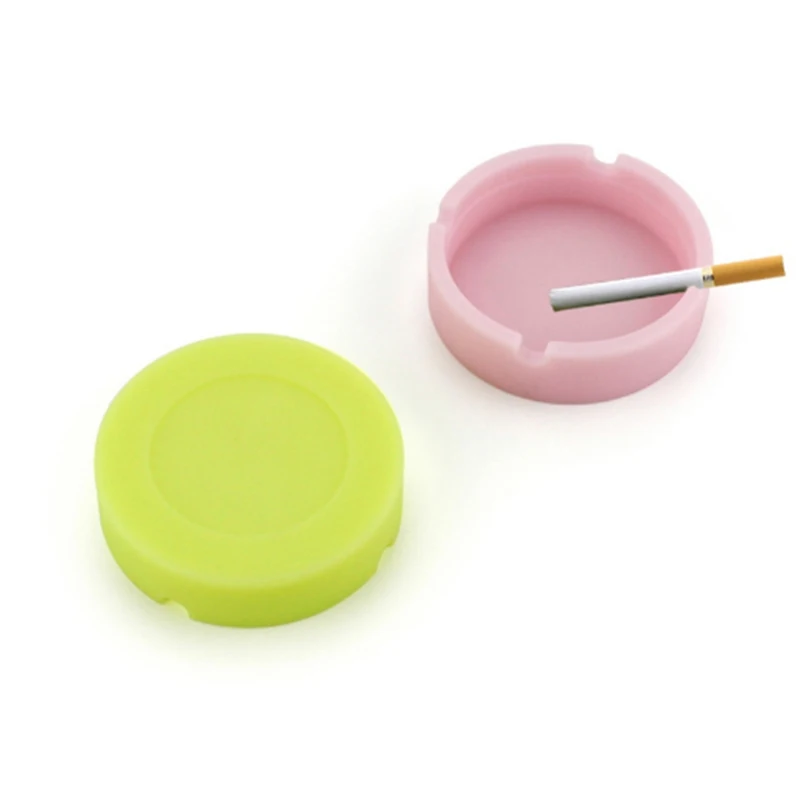 Luminous Silicone Gel Ashtray Light Circular Ashtray New Fluorescent Smoke Convenient Cigarette Case Drop Creative Ashtrays