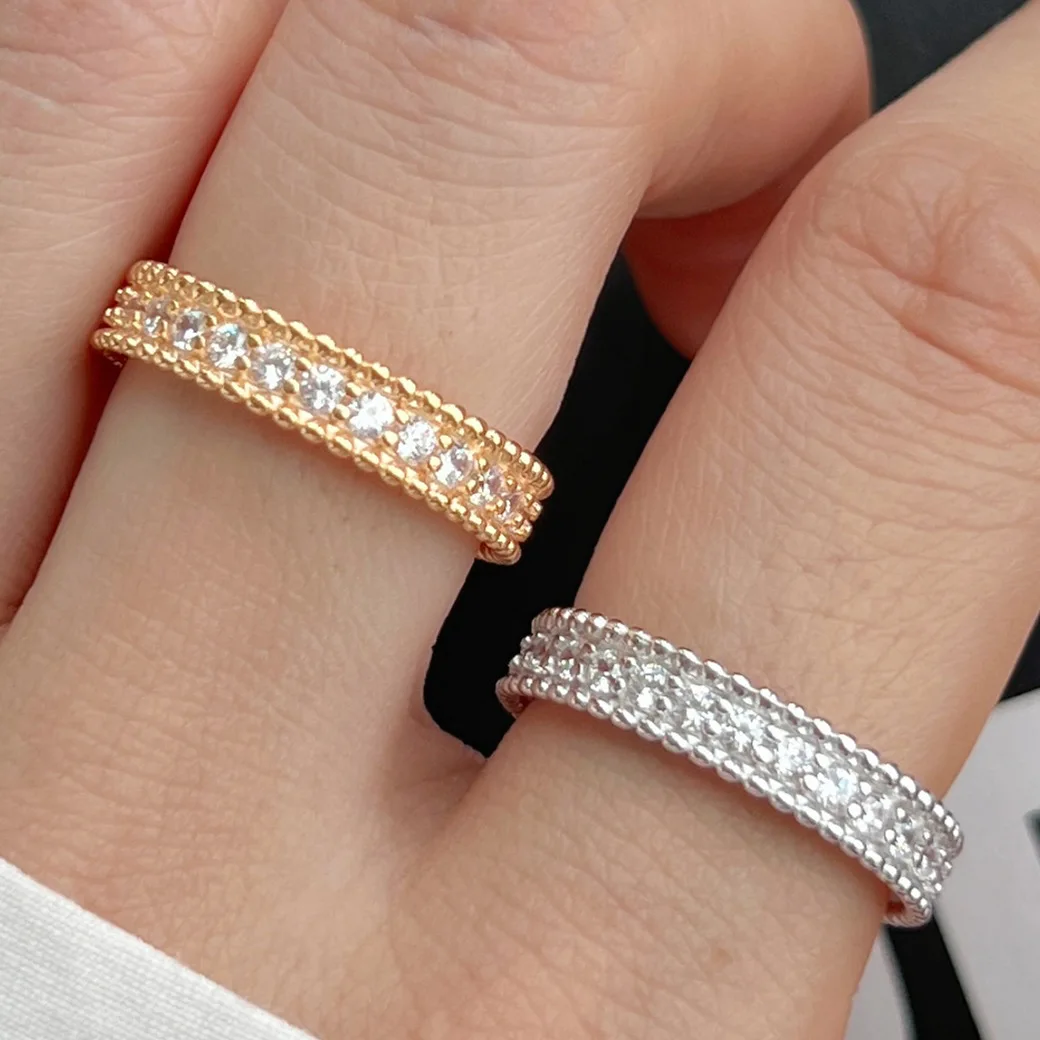 925 Sterling Silver Full Diamond Zircon Personality Ring Circle Design Ring Jewelry for Women Hainon 735