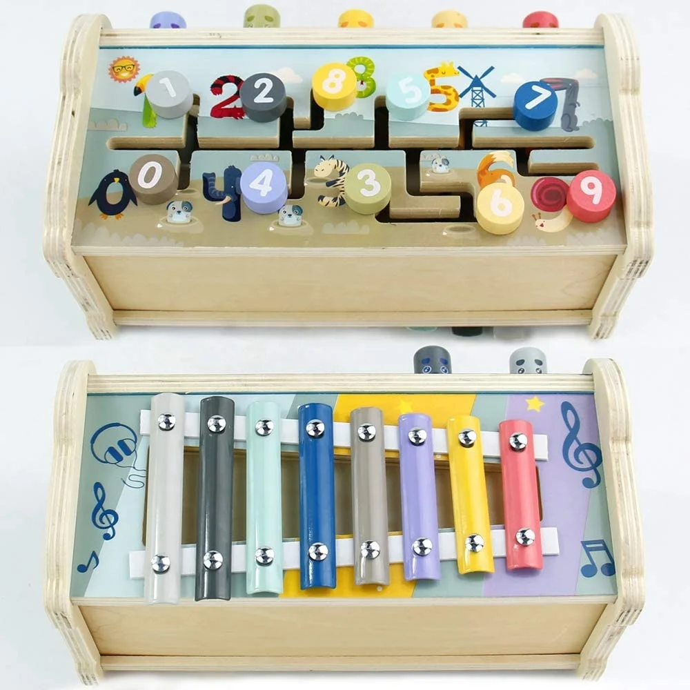 Деревянные игрушки, скамья ксилофон лабиринт 3 в 1, Монтессори мелкую моторику игрушки для детей От 3 до 6 лет