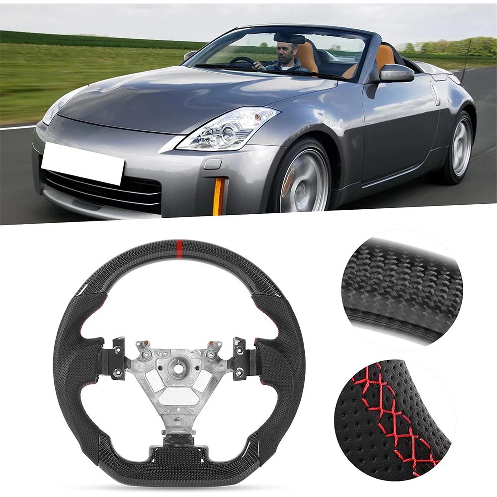 Real carbon fiber Flat Customized Sport Universal Steering Wheel For NISSAN 350Z