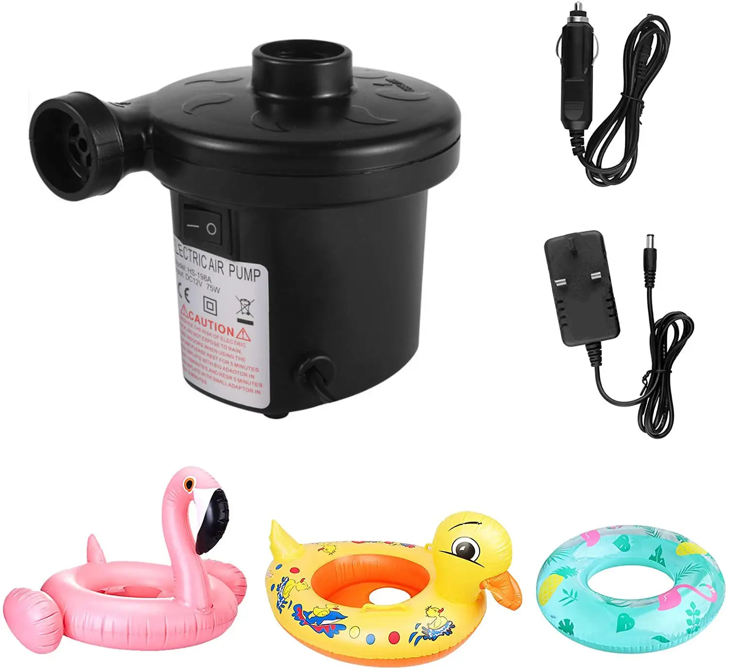 electric air pump high quality dc12v-ac230v portable small two way electric air pump for inflatables swimming ring