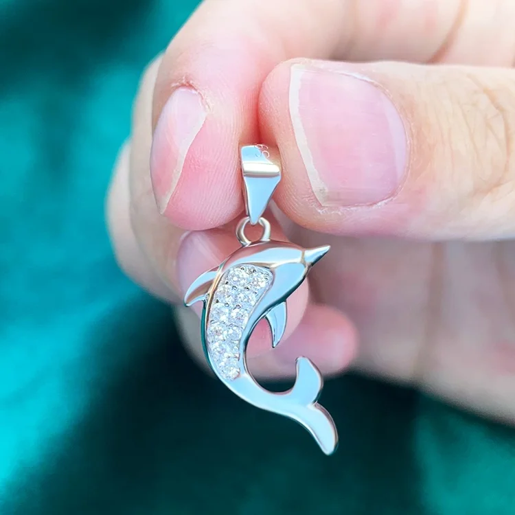 Fine Women Jewelry 925 Sterling Silver Pendants Dolphin Shape with Cubic Zircon for Women Ladies ODM OEM