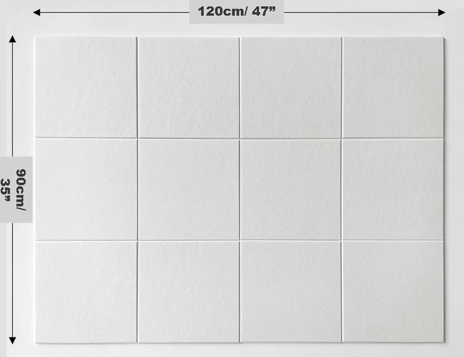 Large Cork Board  -  12  Felt Wall Tiles with Safe Removable Adhesive Tabs for Home Office