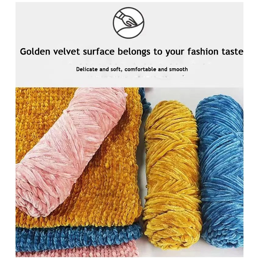 Maikwin 100%polyester chenille yarn soft polyester velvet chenille chunky yarn for knitting weaving clothes