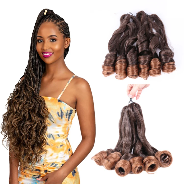 Free Sample Wholesale French Curls Spiral Curl Wavy Attachments Braids Loose Wave Synthetic Crochet Braiding Hair Extension