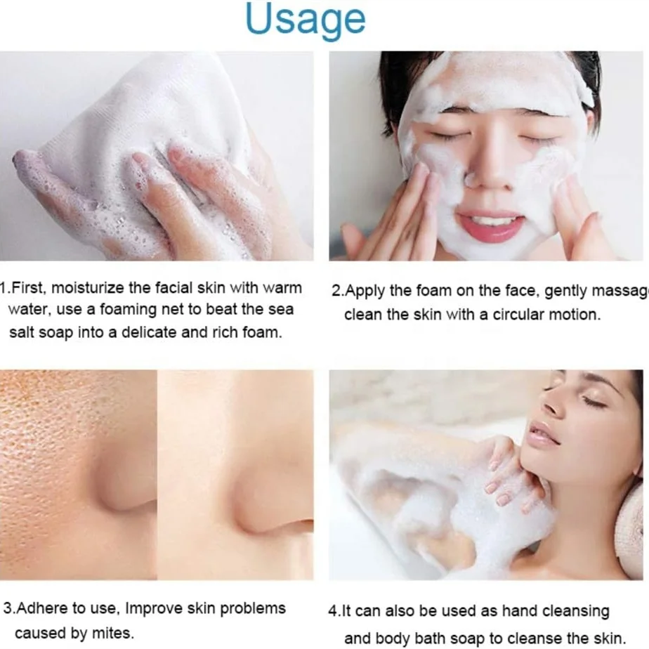 Natural Organic Sea Salt Soap Whitening Handmade Goat Milk Soap For Remove Skin Acne Deep Cleansing Face Care