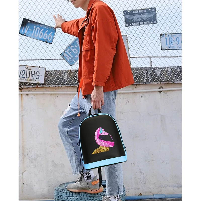 LOY LED Backpack Children School Bag Fashion Super Bags with Screen 13inch Waterproof for Women Designer Ladies and Kids T7