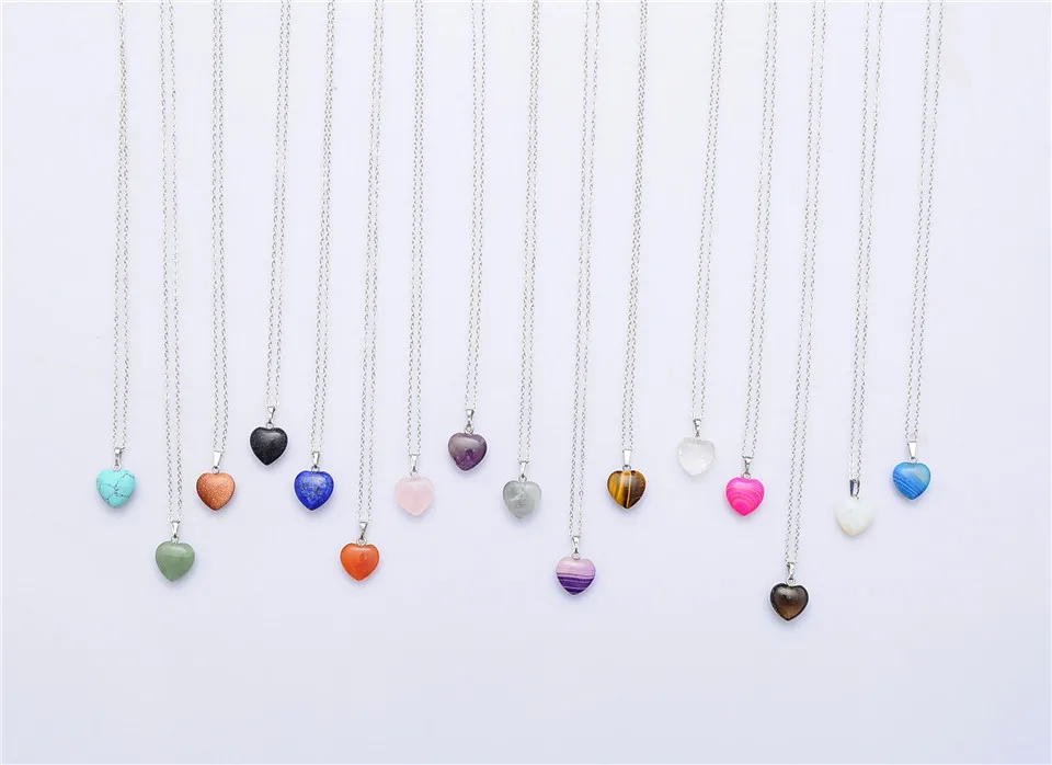 Hot Sale Natural Crystal Stone Heart Shaped Pendant Agate Pendant Necklace Accessories DIY Gemstone Pendants