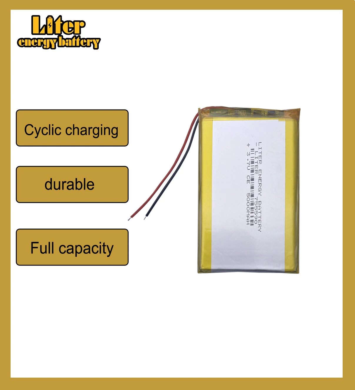 3.7V 5000mah 755590 Lithium polymer Battery with Protection Board For Tablet PCs PDA Digital Products