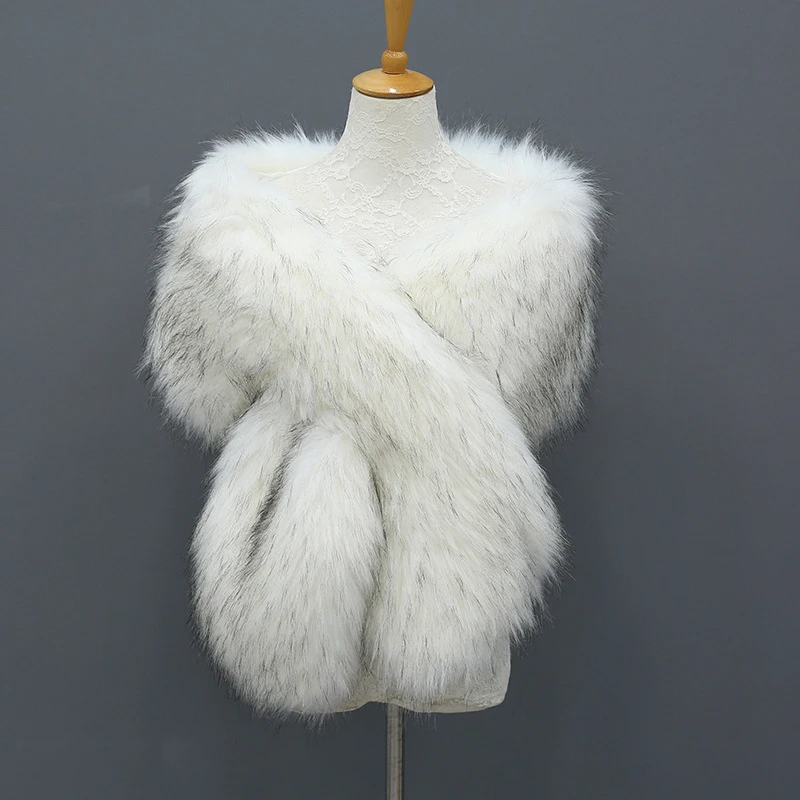 Женские Длинные 165 см в ширину крест шею из искусственного меха енота зимные Воротники Шарф-шаль для вечернее Пышное Платье с отложным воротником