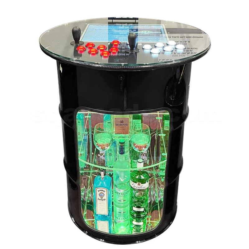 Custom 8-BIT BLEND WHISKEY BARREL ARCADE Whiskey Barrel Bourbon Arcade Cocktail Table 60  in 1 Games Machine