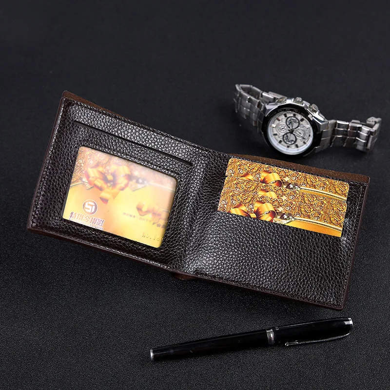 Wholesale 4 Colors Cheap Wallet Men Style New Soft PU Leather College Student Short Wallet