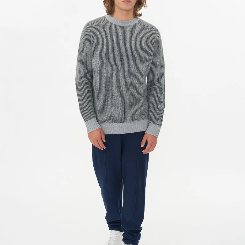2023 custom knit sweater Men_s Cashmere Rib Knit Crew Neck Taupe knitted jumper Pullover r knit sweater men