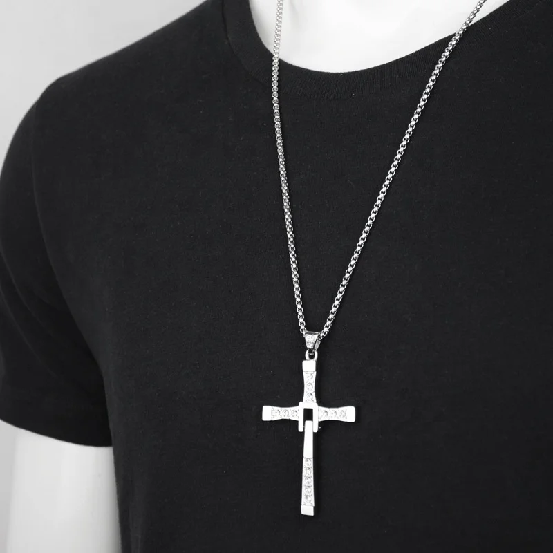 New hip-hop personality fashion cross stainless steel necklace accessories for men and women