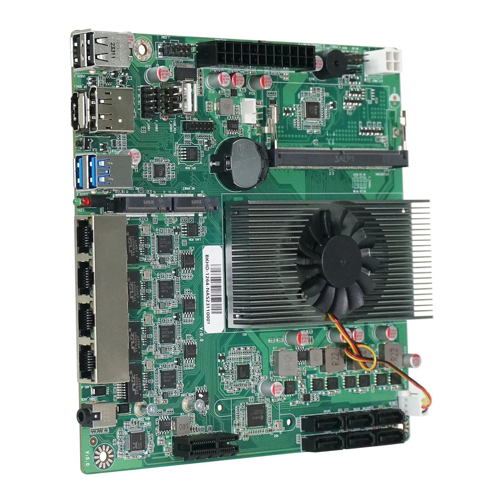 12th Gen InteI N100 NAS Motherboard 6-Bay 6*SATA3.0 4*2.5G i226 1*PCIE X1 1*DDR5 4800MHz Soft Routing Firewall ITX Mainboard