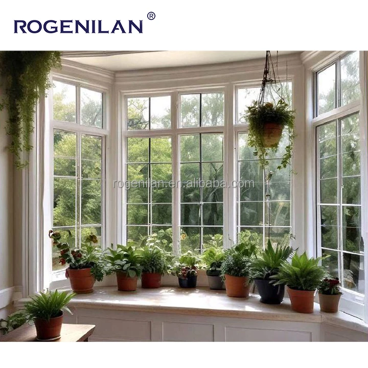 High-quality aluminium alloy window sills Large French double-glazed insulated balcony bay and bow windows