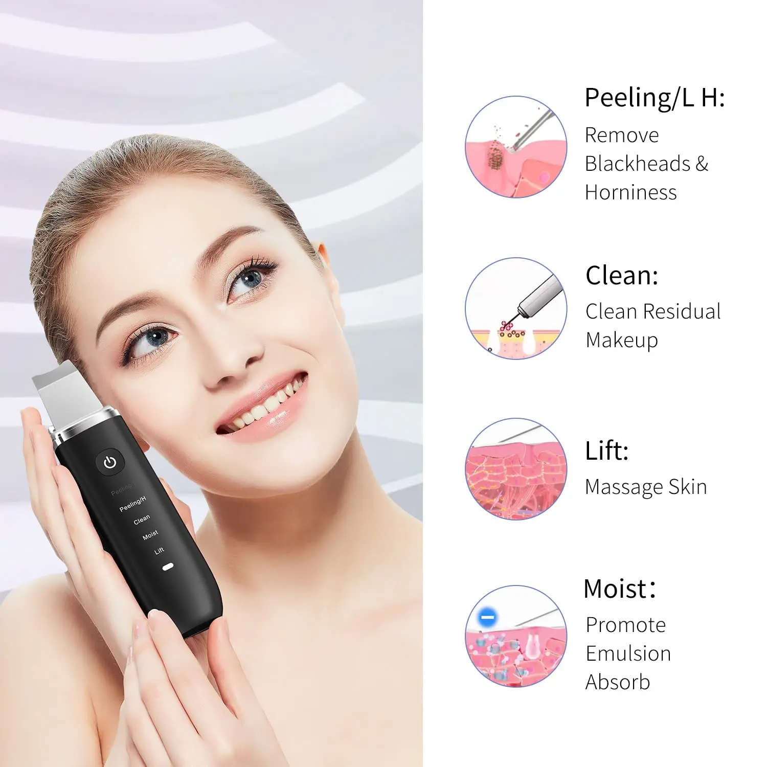 COSBEAUTY skin scrubber 2022 pores cleanse ultrasonic skin scrubber microdermabrasion