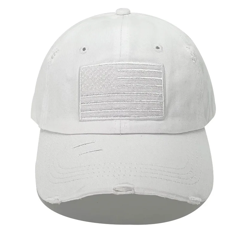 In-stock Wholesale Camouflage Embroidered USA Flag America Cap Cotton Hat for Men and Women Solid Baseball Sport Cap Outdoor