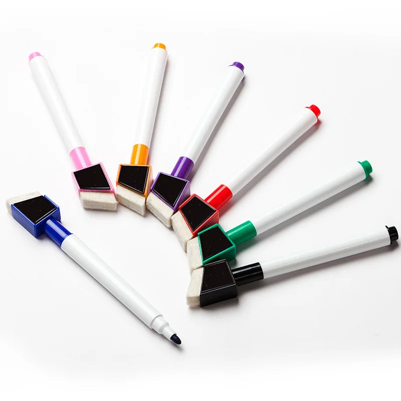 Washable Dry Erase Muti-Color Bevel Magnetic Whiteboard Marker Pen Set With Eraser