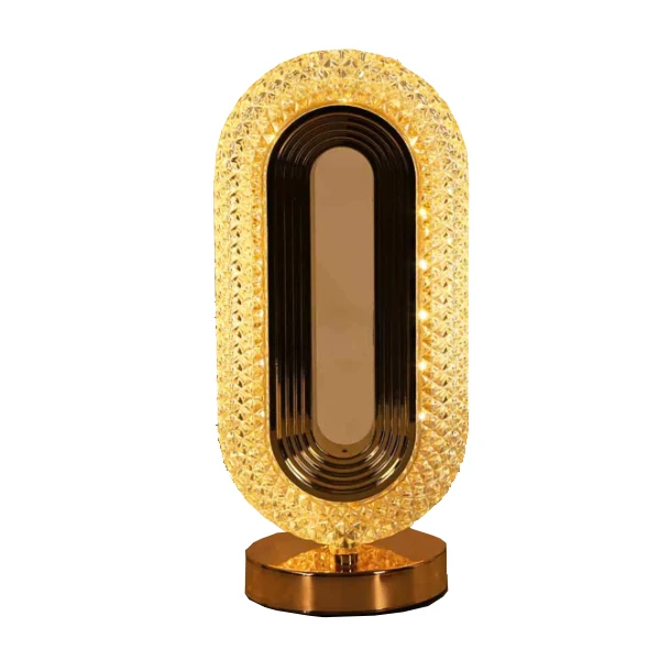 Modern Luxury Oval USB Rechargeable Crystal Table Lamp Living Room Bedroom Bedside Creative Decoration Atmosphere Night Light