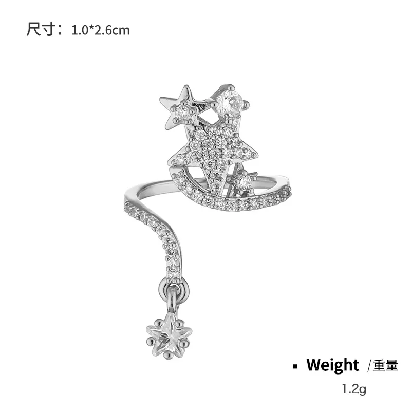 Trendy nail rings finger Crystal Glitter Nail Tips Shiny Crystal Ins Fingertip Exquisite Opening Star Wigs Frog Adjustable Ring