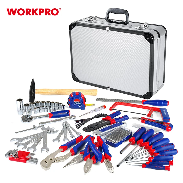 WORKPRO 119PC  Aluminum Suitcase Hand Tool Kit Set Household Tool Sets