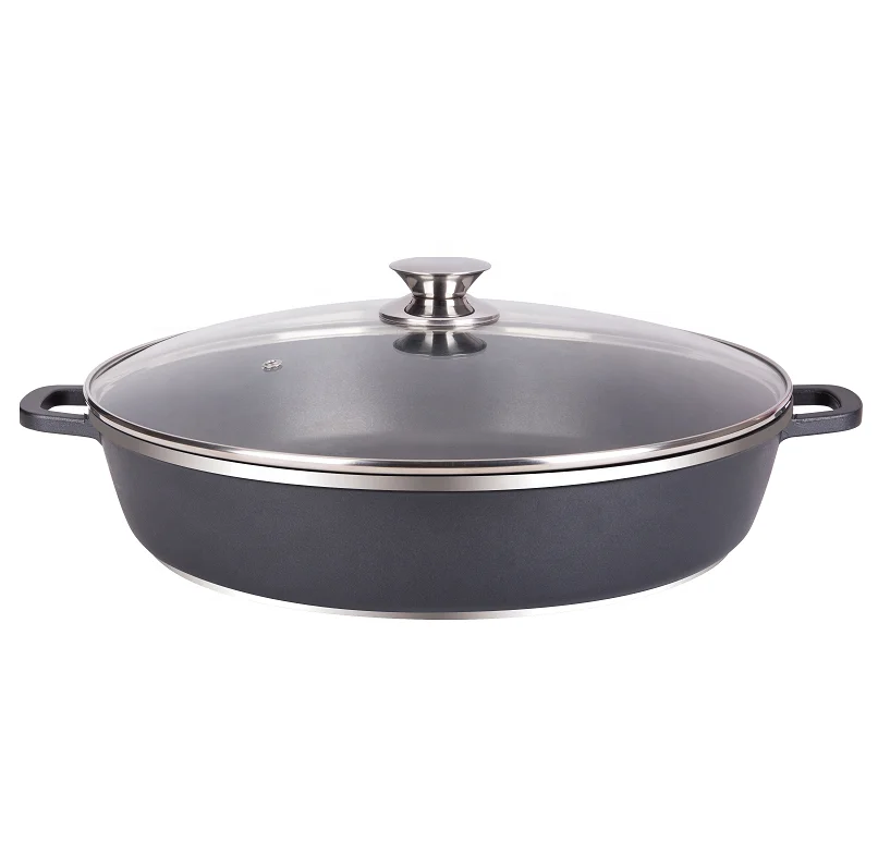 32cm cast aluminum nonstick hot pot low casserole pot with induction base bottom