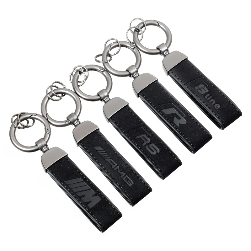 Genuine Leather Car Keychain Series Key Ring for Men Keyfob Car Accessories Family Present for Mercedes Benz AMG