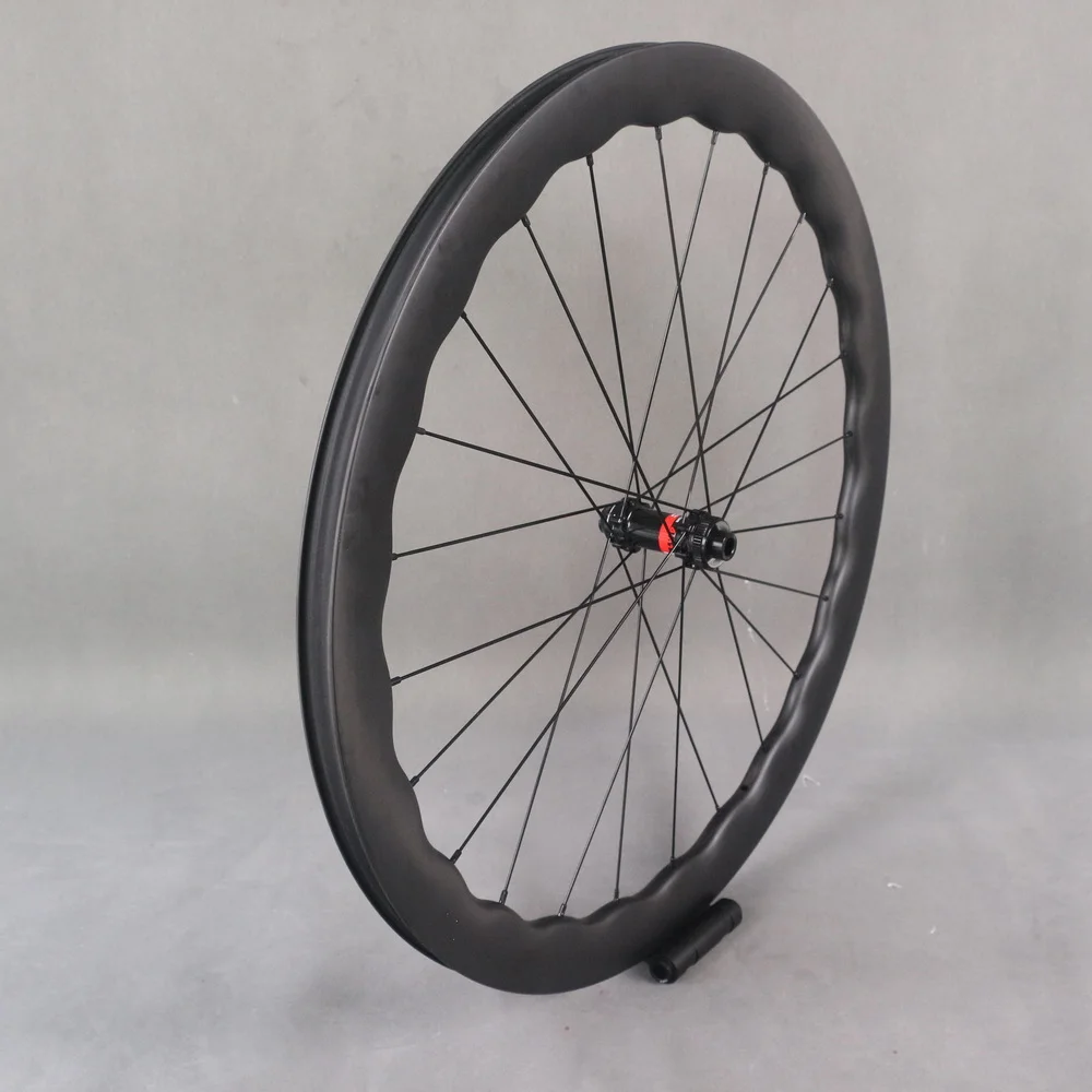700C wheel 50X28mm Tubeless Rim Wave Type Disc Brake Road wheelset Thru Axle Novatec D411 D412 Hub