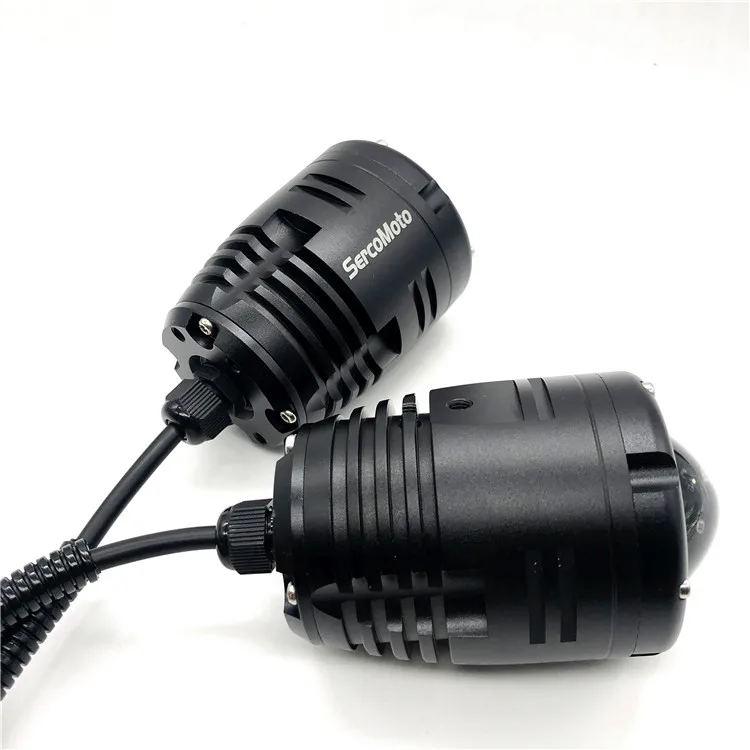 Sercomoto  led motorcycle headlight 25W motorcycle led projector light u7 led with colorful angel eyes for universal motor